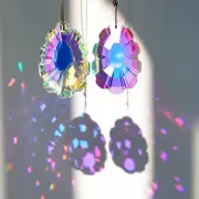 3" Crystal Faceted Prism Suncatcher AB Color Pack of 2 Window Hanging Monstera S