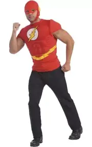 LICENSED THE FLASH SUPERHERO ADULT MENS FANCY DRESS HALLOWEEN COSTUME