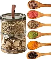 Seasoning Jars with Lids,Clear Seasoning Box - Space-Saving Stackable Bottle with Silicone Seal Organization for Kitchen Home Cabinet Counter