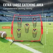8x8ft Football Training Throwing Net with 5 Target Pockets Portable Carry Case