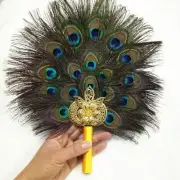 Peacock Marabou Feather Hand Fan Double Side Handmade Retro Pagan Wicca Gift DIY
