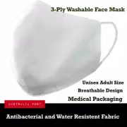2 x Premium Reusable Washable White Face Mask 3 layer Medically-Sealed NSW Based