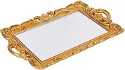 Sooyee Gold Decorative Tray,Bathroom Vanity Tray Decor, 15.3x9.8 Mirror Serving Tray with Handle for Dessert Table,Coffee Table,Vanity,Home Decor