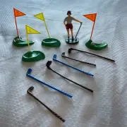 Vintage GOLF Set Cake Topper Female Golfer balls Wilton decoration Golf Clubs