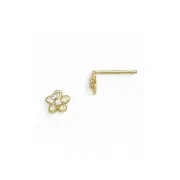 14k Yellow Gold Children's CZ 6mm Flower Post Earrings Madi K Kids Jewelry