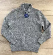 NWT JEREMY ARGYLE HEATHER GREY WAFFLE KNIT BUTTON SHAWL SWEATER KA2 SZ L