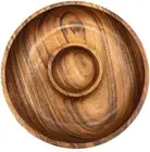 Wood Chip - Dip Specialty Salsa Bowl Plate Tray - Thick (Brown)