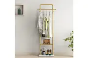 Vibe Geeks Heavy Duty Gold Pole Clothing Rack with Granite Stone Base