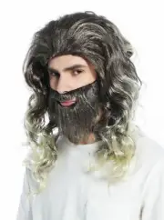 Wig Beard Set Braun Blonde Streaked Prophet Jesus Moses Hermit Hipster