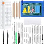 Keadic 31Pcs Professional Model Tools Compatible with Gundam Vinyl Weeding Tool Includes Paper Trimmer Cutting Board Utility Knife with Blades Hobby Building Tools Craft Set for Modeling Scrapbooking