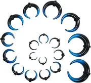 [JESMODA] 18PCS Septum Tapers Acrylic Septum Pincher Ear Tapers Kit C Shape Buffalo Ear Gauges Stretching Expander Rings for Nose Ear Gauges Size 14G-00G