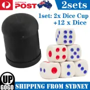 2 Set of 2 Straight Dice Cup With 12x Dice KTV Pub Casino Party Game Toy Profess