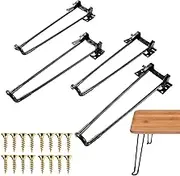 Foldable Hairpin Legs, 4 PCS Black Folding Table Legs, DIY Furniture Legs for Coffee End Tables Side Table Laptop Table Desk, with Rubber Pads & Screws. (200mm)