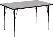 Flash Furniture 24''W x 48''L Rectangular Grey Thermal Laminate Activity Table - Standard Height Adjustable Legs