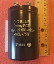 27,000uf/25V "Big Blue" Capacitor for Atari Games, Williams power supplies, more
