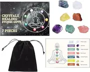 Rough Crystals | Crystals Raw Rough Stones Sets - White/Pink Crystal, Amethyst, Green/Red Aventurine, Colored Fluorite, Citrine, Raw Chakra Stones for Beginners Meditation Yoga
