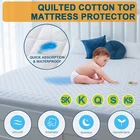 Quilted 100% Waterproof Cotton Cover Mattress Protector Double Queen King Single