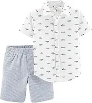 [Carter's] Baby Boys Boat Button Down Stripe Shorts Set