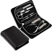8 Pcs Stainless Steel Nail Care Kit Pedicure Grooming Kit Professional Nail Clipper Kit Manicure Set with Leather Travel Case