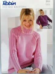 LADIES' SWEATER & CARDIGAN, 8ply - ROBIN Knitting Pattern 9044