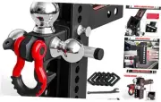 Adjustable Trailer Hitch Tri Ball Mount with Tow Hook and Swivel Shackle,