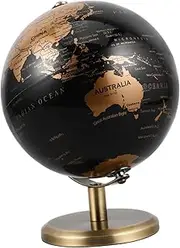 Globe Desktop World Globe Office Desk Ornament Home Desk Decor Vintage Decor Desktop Ornament Table Decoration Sphere Stand Golden Metal