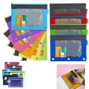 Pack of 24 Bazic 3Ring Pencil Cases with RivetReinforced Holes Mesh Window B
