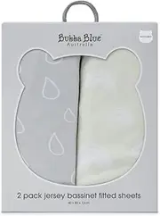 2PK Bubba Blue 40x80cm Nordic Bassinet Jersey Fitted Sheet Baby 0-12m Grey/Sand