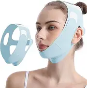 V-Line Lifting Mask Chin Up Mask V Shaped Face Mask Chin strap for sleeping Adjustable Jaw Strap,Jawline Shaper,BLUE,M