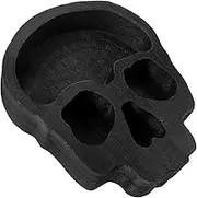 MUCKLILY Skull Wood Bowl Halloween Serving Tray for Snacks Appetizers Desserts Reusable Wooden Plate Stylish Skull Design for Parties for Indoor Outdoor Celebrations