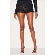 Black Frill Mesh Bloomer Shorts, Black