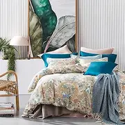 Damask Medallion Luxury Duvet Quilt Cover Boho Paisley Print Bedding Set 400 Thread Count Egyptian Cotton Sateen Vibrant Bohemian Pattern (King Majorca)
