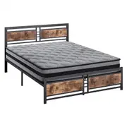 Traderight Metal Bed Frame Mattress Base Set Wood King Double Queen Pocket Spring HD Foam