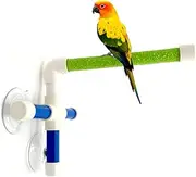 Wanfoou Parrot Shower and Window Perch Stand, Bird Perch with Suction Cups, Parrot Wall Bath Standing Rack for Bird, Macaw, Parrot, Cockatoo, Parakeet