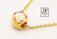 在飛比找Yahoo!奇摩拍賣優惠-JF金進鋒珠寶金飾 可愛粉紅花朵 黃金串珠潘朵拉 金飾手環皮
