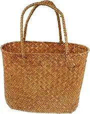 Alipis Candy Basket Jesus Plush Woven Picnic Basket Candy Storage Basket Summer Tote Bags Rattan Basket Wicker Storage Basket Picnic Basket for Kids Pet Straw Shopping Food Basket