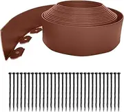 Landscape Edging Kit,66ft Garden Edging Borders No Dig Landscape Edging【4 in Hight】 Lawn Edging Border Include 30 Stakes, Paver Edging for Yard, Lawn, Gardens (Brown)