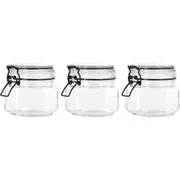 3x Lemon & Lime Fido 500ml/11cm Glass Clip Jar Canister Storage/Container Clear