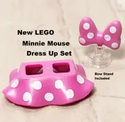 New LEGO Minnie Mouse Costume Big Polka Dot Skirt Matching Hair Bow Fluffy Stand