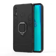 2 Pcs Shockproof PC + TPU Case with Magnetic Ring Holder for Huawei Y9 (2019) (Black)