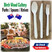 144-432 x Wooden Cutlery BULK FORKS KNIVES SPOONS Disposable Utensils Compost