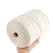 Macrame Cord 5mm x 328Yards Natural Cotton Macrame Rope - 4 Strands Twisted M...