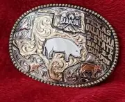 PITMASTER CHAMPION TROPHY BAR-B-Q BELT BUCKLE☆OKLAHOMA TEXAS COOKOUT☆RARE-X54