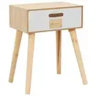 NNEVL Bedside Table with a Drawer 44x30x58.5 cm Solid Pinewood