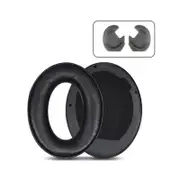 2 Leather Headset Earmuffs for Sony 1000xm4 - Black Lambskin
