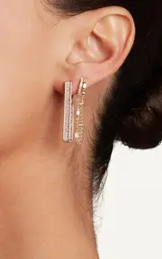 [SHAY] Deco Link 18K White Gold Diamond Earrings