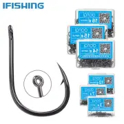50pcs Fishing Hooks Box Circle Carp Eyed Fishing Hook Size 2-15# Ring Eye Fish H