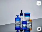 Waterford Half & Half by Jo Sampson Teal Blue Bottle + Azure Blue Vase BNIB