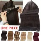 Invisible ONE PIECE Human Remy Hair Extensions Clip In Half Full Head Weft Thick