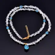 Diamond Quartz Rough Beads Apatite Drops Necklace Chain 925 Silver Necklace